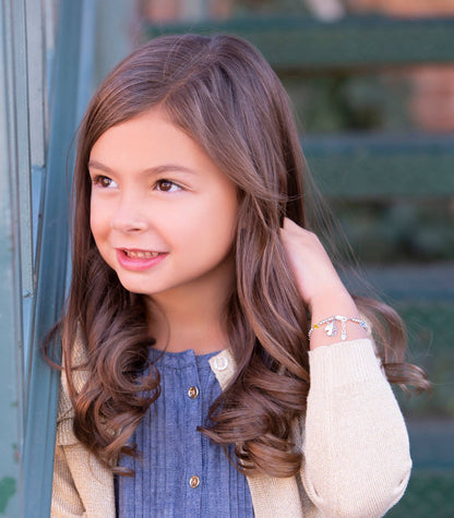 Cherished Moments - Sterling Silver Rainbow Unicorn Bracelet Little Girls Gift: Large 6-12 Years