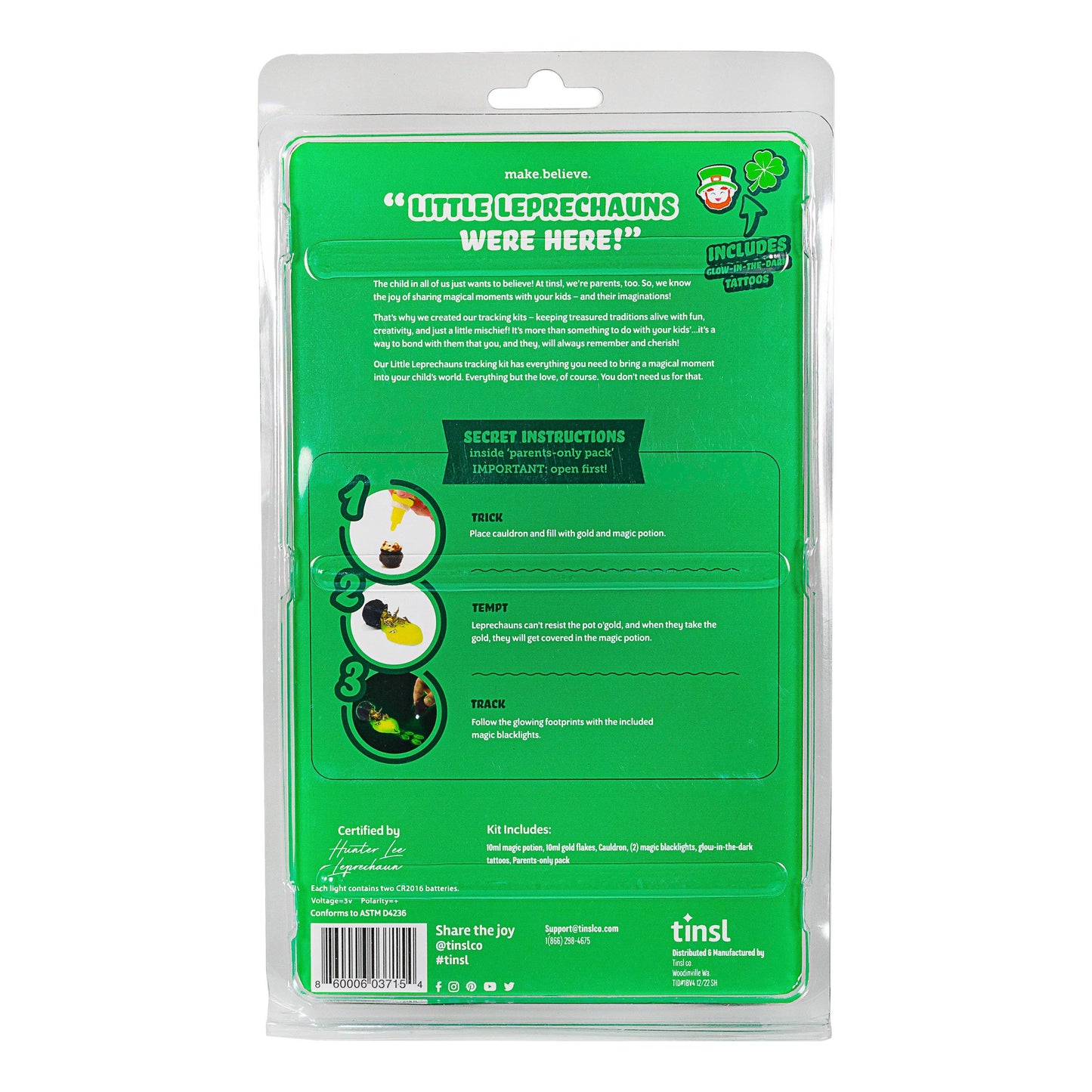 tinsl - "Little Leprechauns Were Here!" Leprechaun Tracking Kit