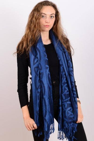 Celtic Ore Crafts - IRS-008H Celtic Trad Pashmina 65cm x 190cm: Blue / 65cm x 190cm