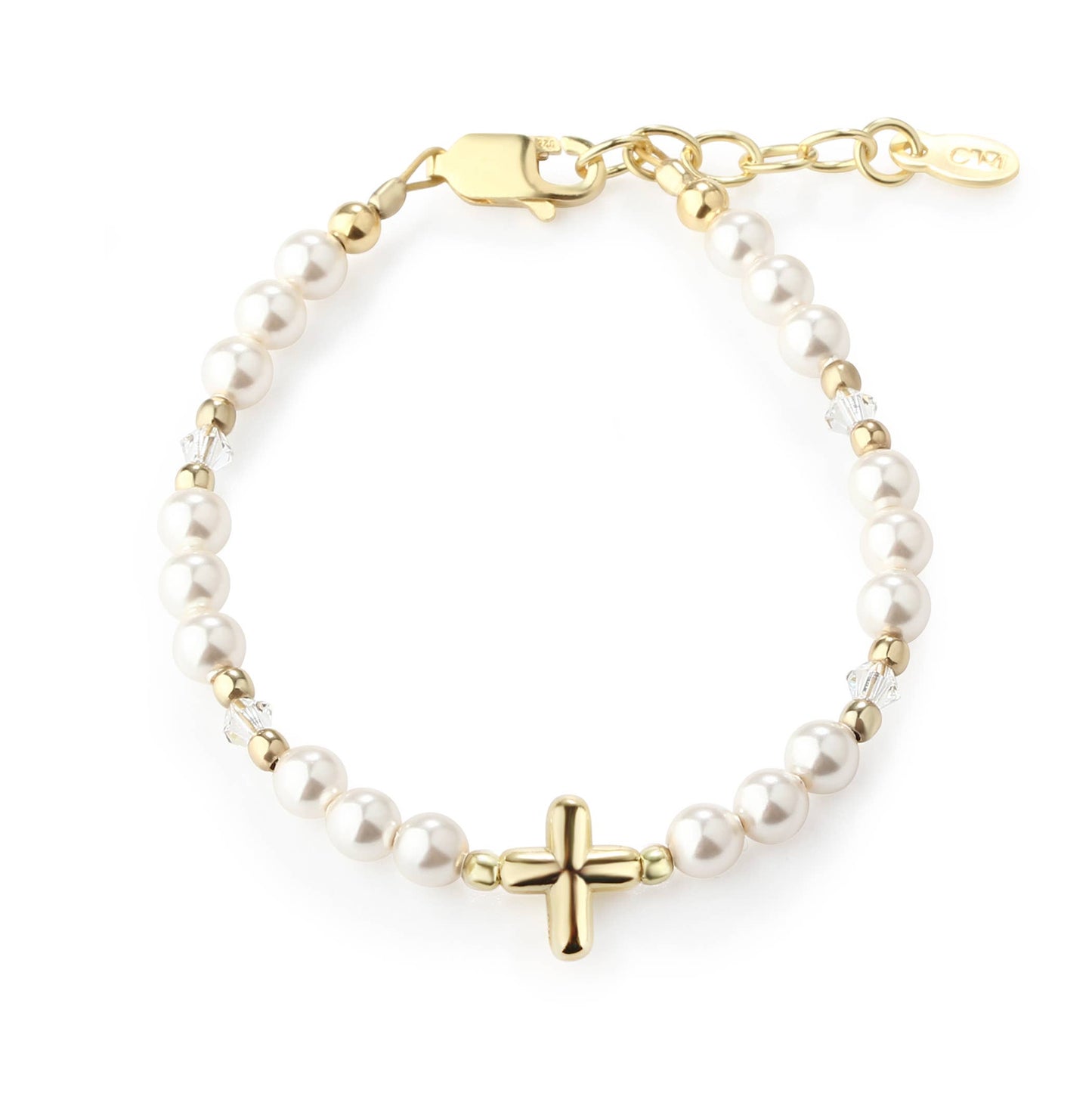 Cherished Moments - 14K Gold-Plated Baby Cross Bracelet Baptism & Communion Gift: Small 0-12m