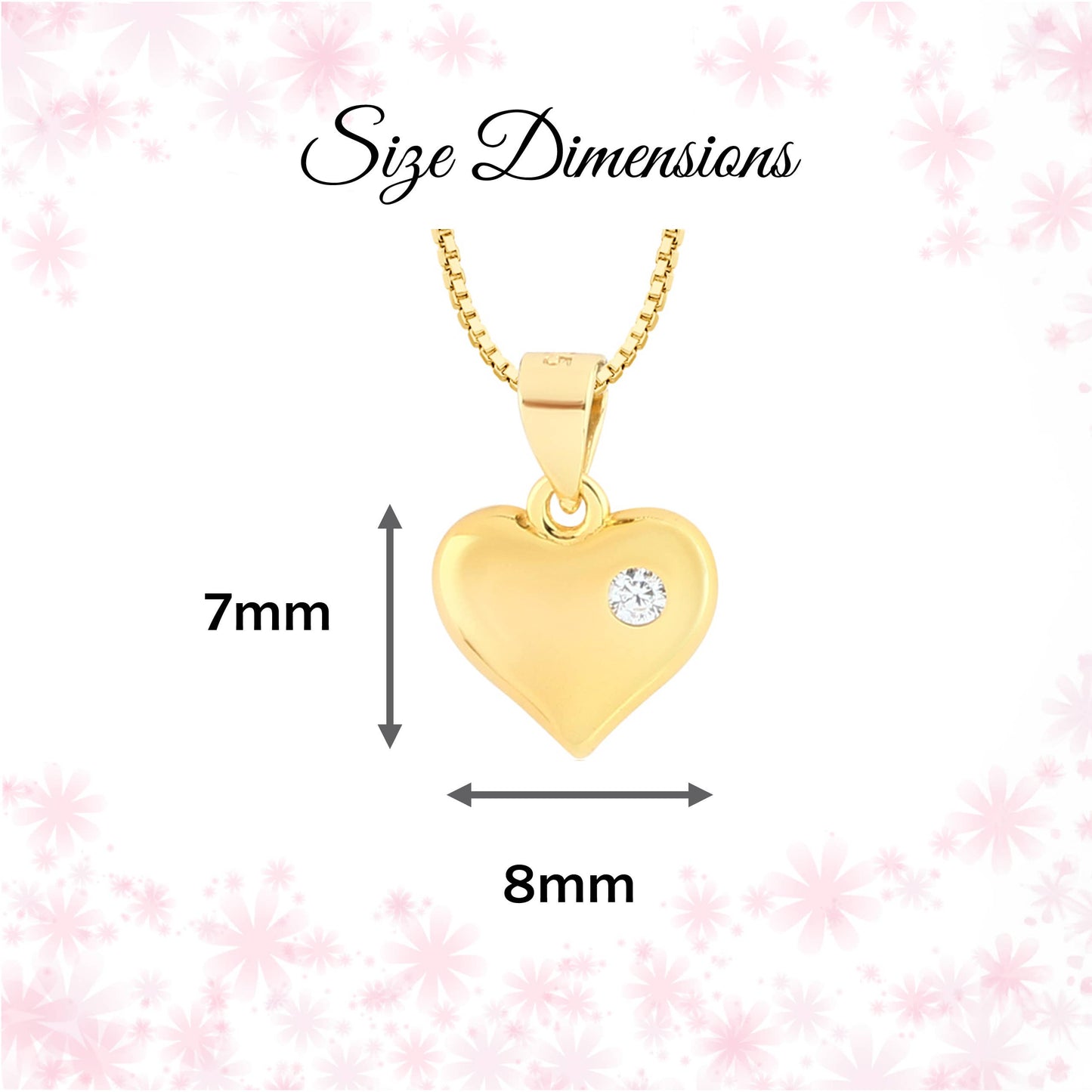 Cherished Moments - Girls 14K Gold-Plated Puff Heart Charm Necklace: 14 inch