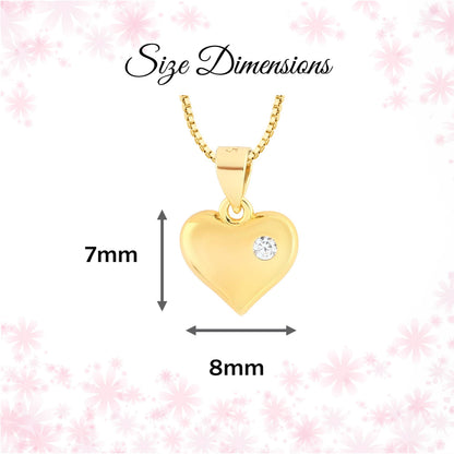 Cherished Moments - Girls 14K Gold-Plated Puff Heart Charm Necklace: 14 inch