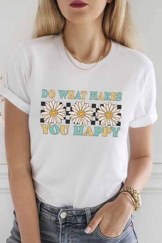 Khristee - Happy Daisy Graphic Tee: L / White