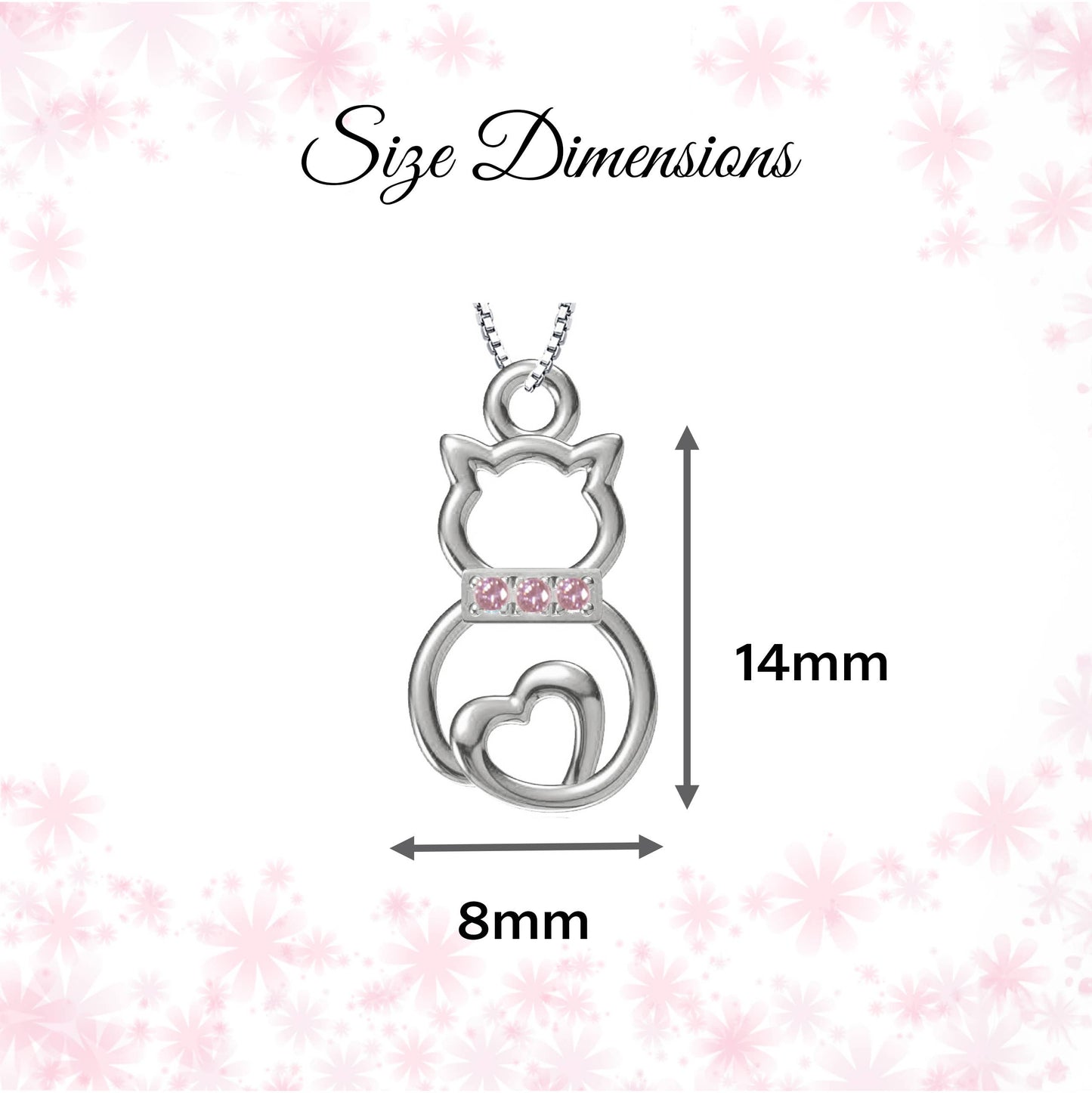 Cherished Moments - Girls Sterling Silver Cat Necklace with Pink CZ Collar: Pink / 16-18"