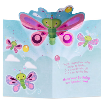 DICKENS INC. - 4th Birthday Card for Girl (Fluttering Fun)
