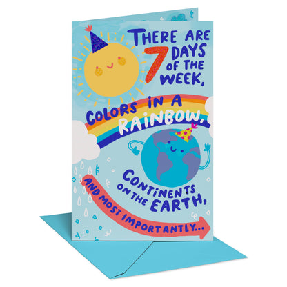DICKENS INC. - 7th Birthday Card for Kids (Colorful Celebration)