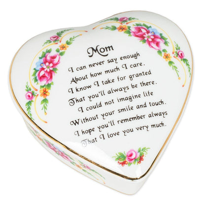 CBE Inc - Porcelain Heart Shaped Keepsake Box-Friendship Saying: Shamrock