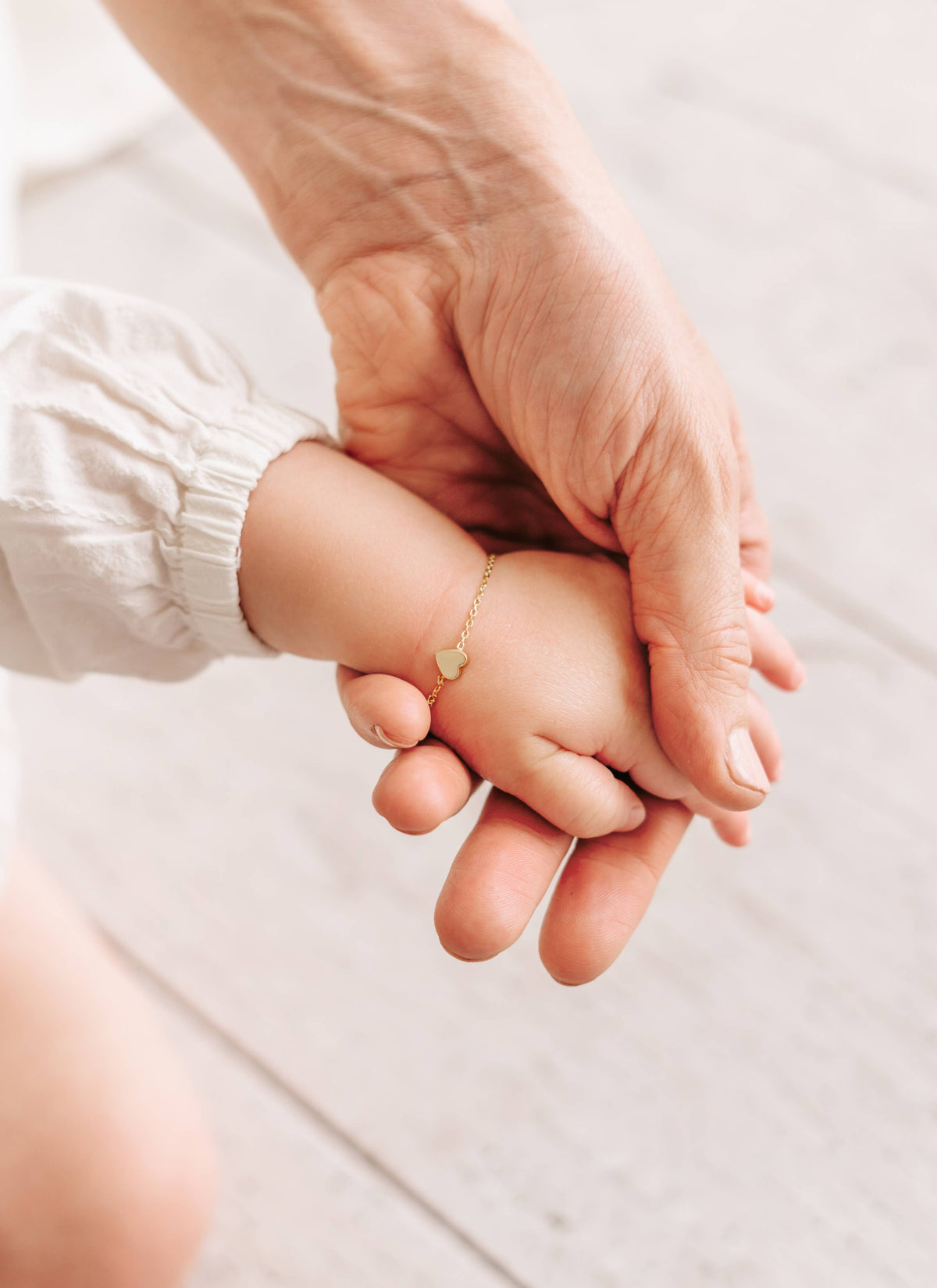 Cherished Moments - 14k Gold-Plated Dainty Heart Chain Baby Bracelet Engravable: Medium 1-5 Years