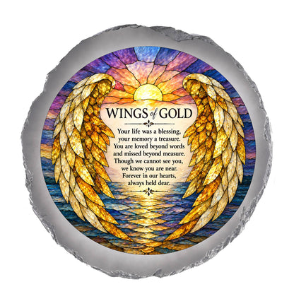 Cottage Garden - Stain Glass Artwork  WINGS OF GOLD STONE GRAY