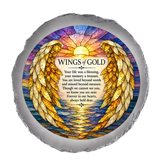 Cottage Garden - Stain Glass Artwork  WINGS OF GOLD STONE GRAY