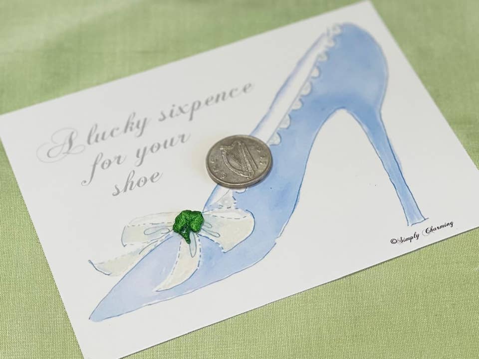 Simply Charming - Irish Sixpence W/ Green Shamrock