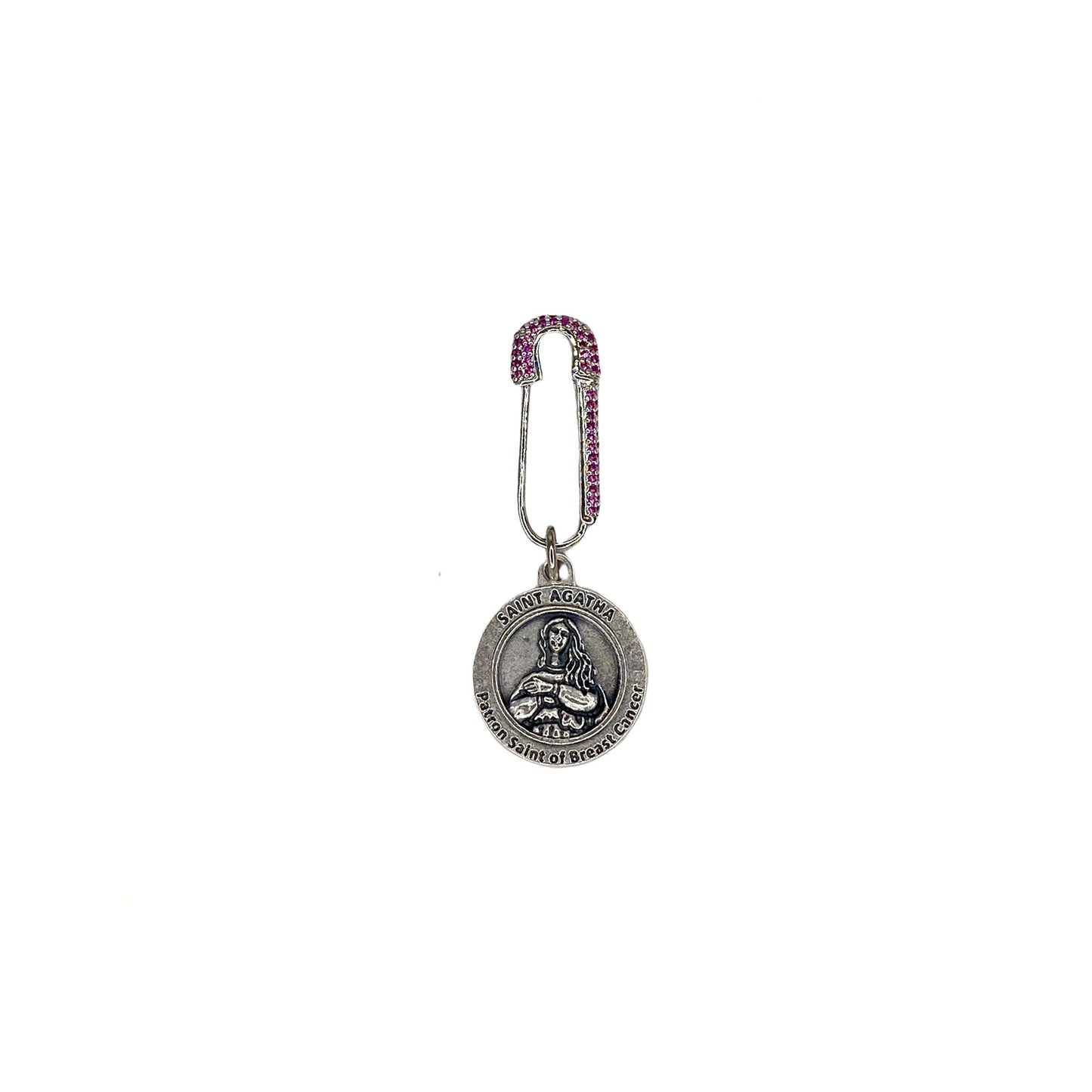 Love, Lisa - Saint Agatha Breast Cancer Awareness Safety Pin: Silver