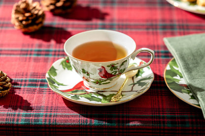 Grace Teaware - Red Cardinal Fine Porcelain 6oz Tea Cup and Saucer