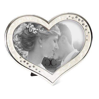 ROMAN - Heart Frame (5X7); Ivory With Rhinestones