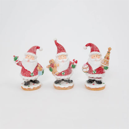 The Gerson Companies - Christmas 6.5"H Resin Holiday Santa, 3 A