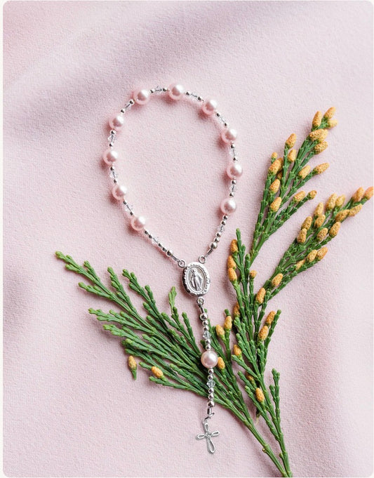 Sterling Silver Pink Baby Rosary Girl
