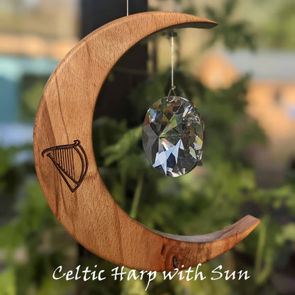 Celtic Inspired Moon Suncatcher: Shamrock / Crystal Angel