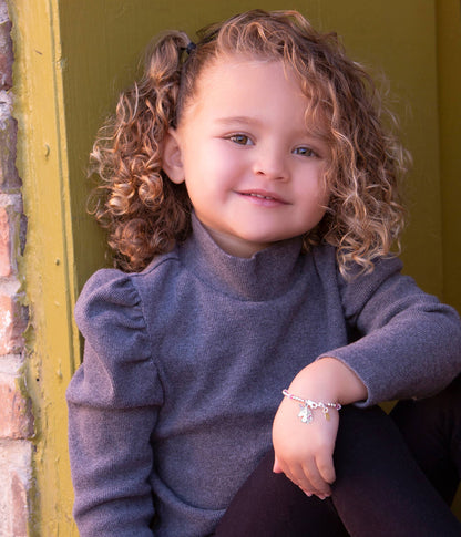 Cherished Moments - Sterling Silver Pink Unicorn Bracelet Gift for Little Girls: Medium 1-5 Years