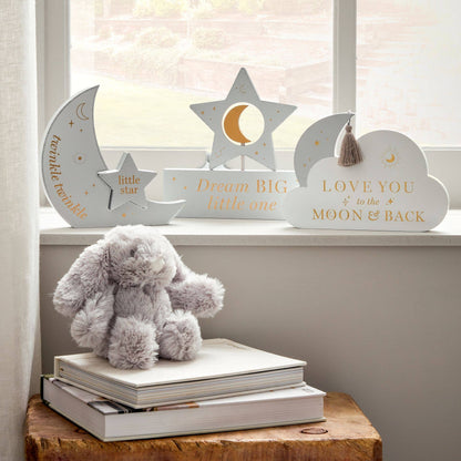 WIDDOP and Co. - Bambino Wooden Star & Moon Plaque "Dream Big"