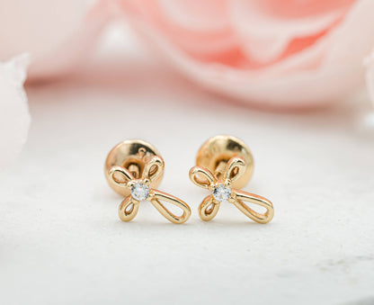 Cherished Moments - 14K Gold-Plated Cross Earrings for Baptism or Communion Gift