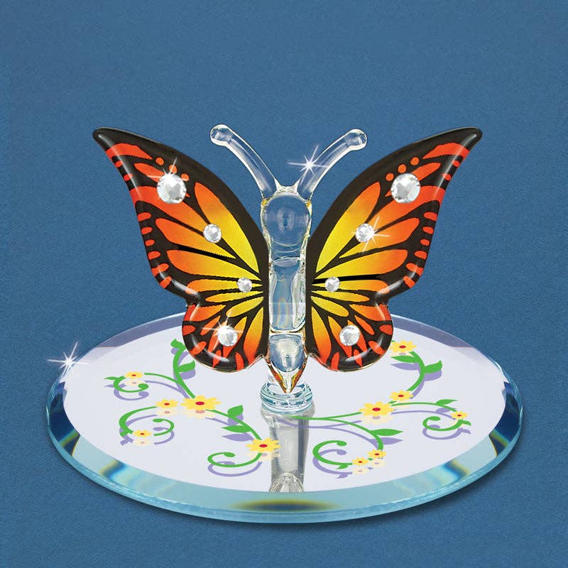 Glass Baron - L2 308-CY: Monarch Butterfly with Crystals