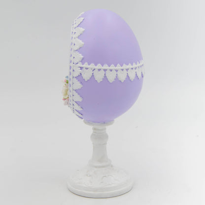 Roman - 7.25"H Purple Sugar Egg Pedestal with Chick Easter Figurine