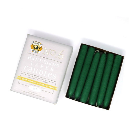 Mole Hollow Candles - 6" Taper Candles - Choose from 39 colors!: Emerald Green