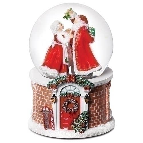 Roman - 6" H Musical Santa & Mrs. Claus Dome; 100mm