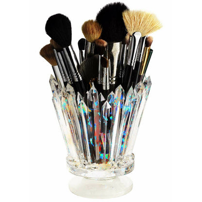 The Wine Savant /  Khen Glassware - Amethyst Crystal Makeup Brush Holder, Iridescent Shine