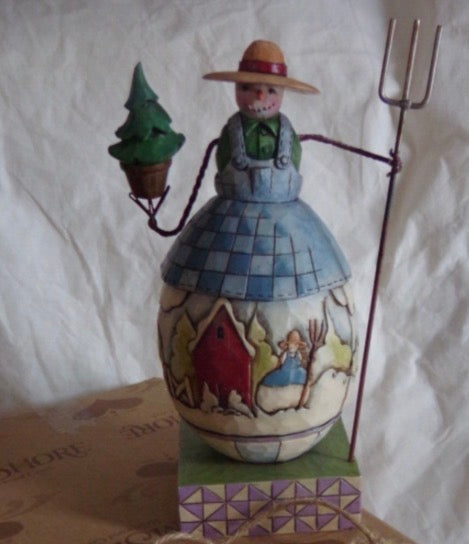 Frosty Farmer Small Snowman w/Tree/Pitchfork