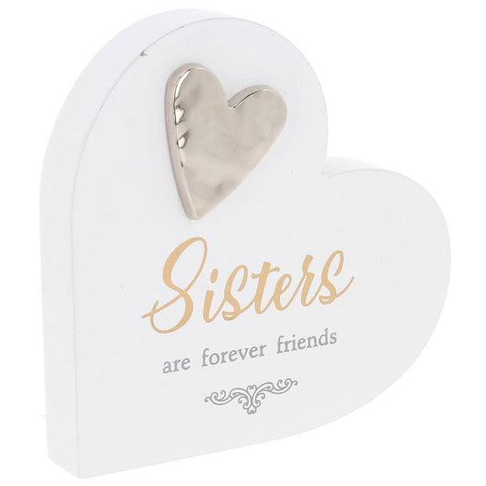 Joe Davies - Loving Script Heart Plaque Sisters