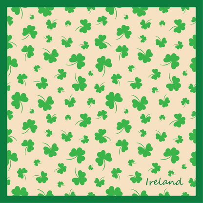 Celtic Ore Crafts - IRS-036E Polysilk Scarf Shamrock Green/Cream