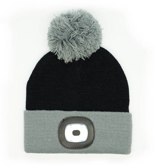 DM Merchandising - Night Scope Kid's Rechargeable Led Pom Hat Open Stock: Black