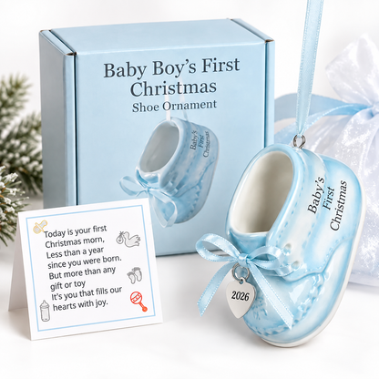 Elskandi - 2026 Baby Boy First Christmas Ornament – Blue Baby Shoe