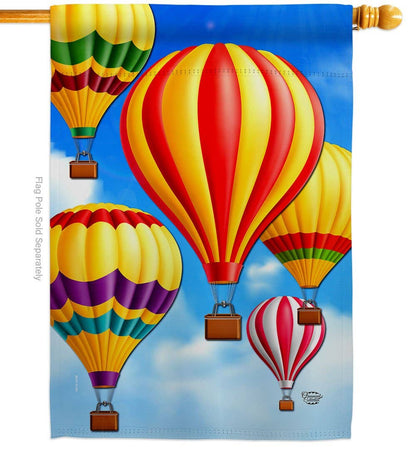 Two Group Flag Co - Hot Air Balloon Mass Summertime Decor Flag: Garden Flag 13" x 18.5" Only / Double Sided-Thick Fabric
