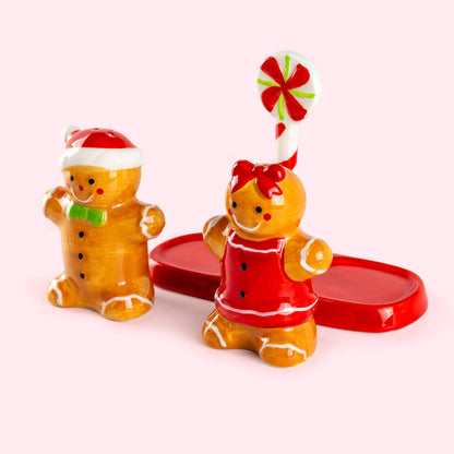 Grace Teaware - Gift Boxed Gingerbread Figurine Salt and Pepper Shaker Set