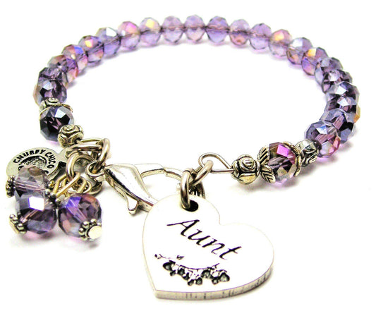 Chubby Chico Charms - Aunt Heart Splash Of Color Crystal Bracelet: Lavender