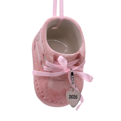 Elskandi - Baby Girl First Christmas Ornament – Pink Baby Shoe Keepsake