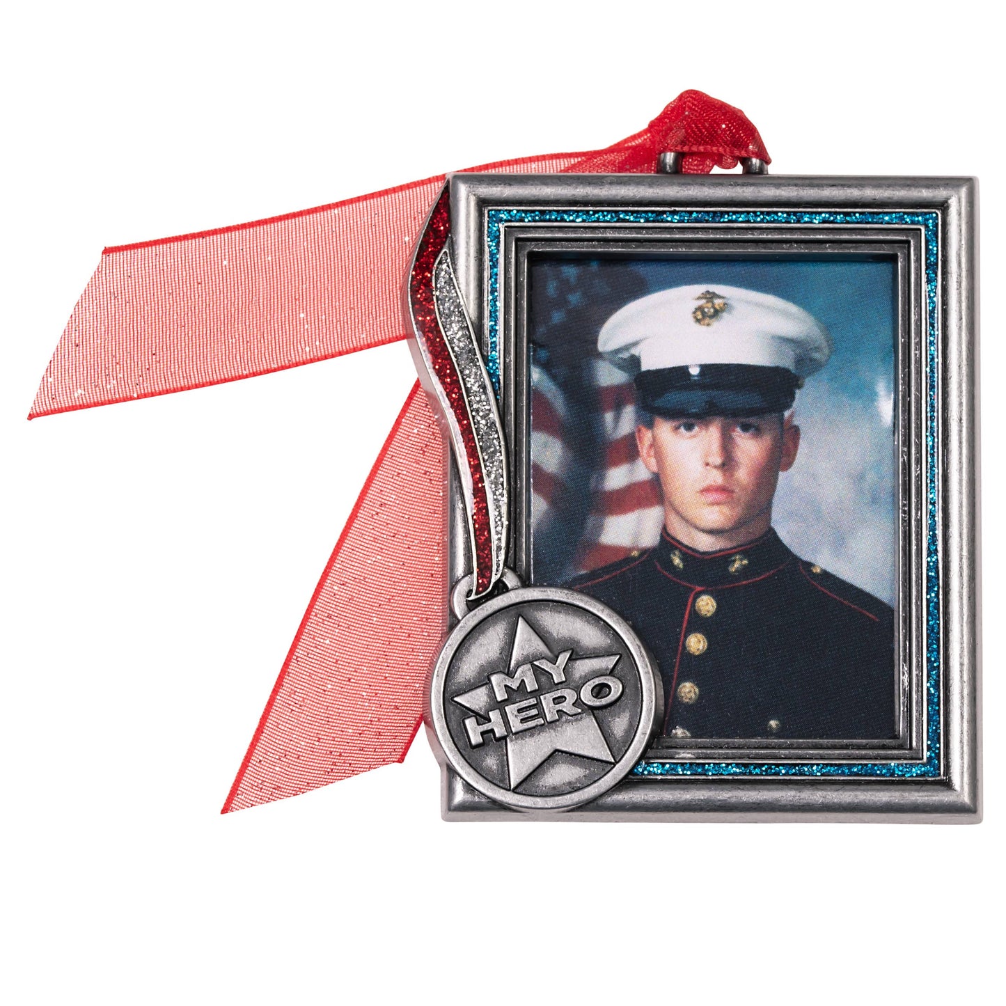 Gloria Duchin - Pewter Military Hero Photo Frame Ornament