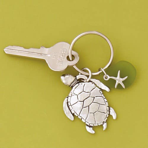 Basic Spirit - Turtle w/Green Seaglass Keychain