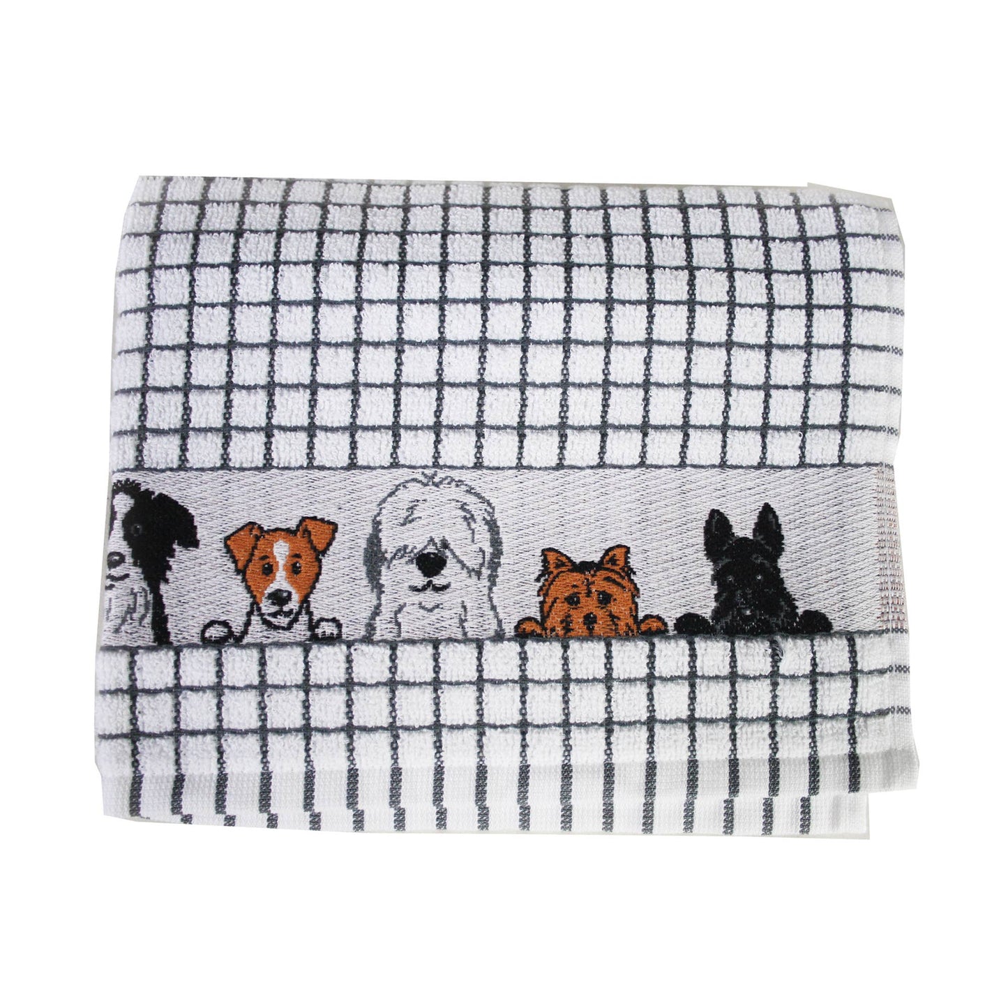 Dublin Gift Company - Polidri Tea Towel Charcoal Dogs Jacquard: Pack of 2