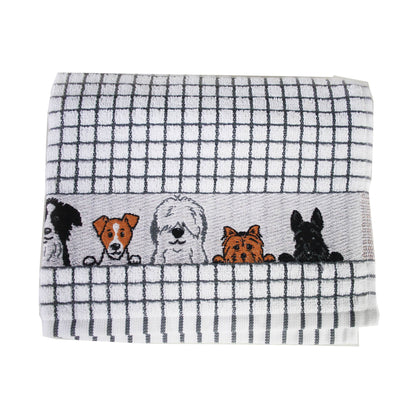Dublin Gift Company - Polidri Tea Towel Charcoal Dogs Jacquard: Pack of 2
