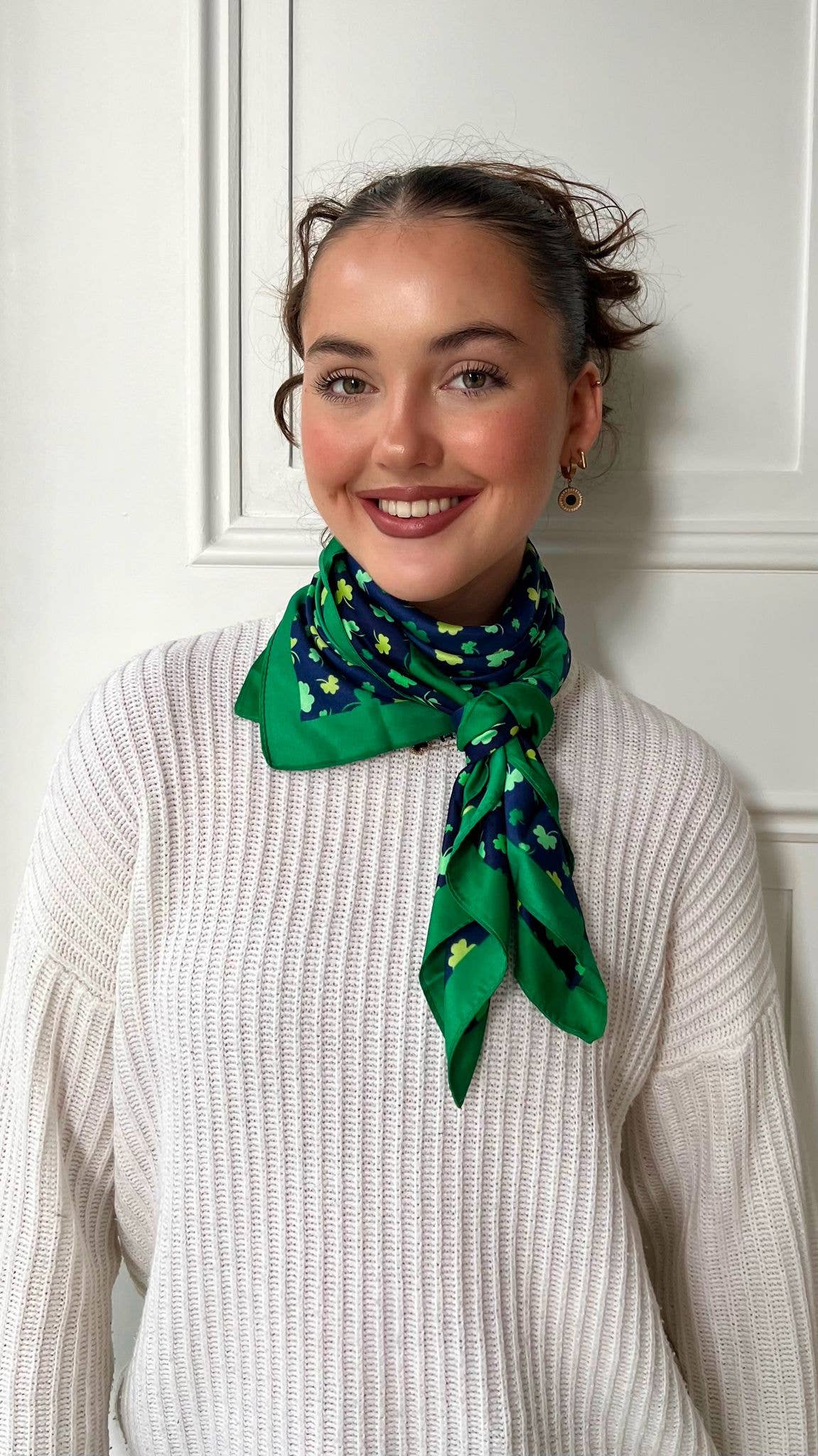 Celtic Ore Crafts - IRS-036D Polysilk Scarf Shamrock Green/Navy