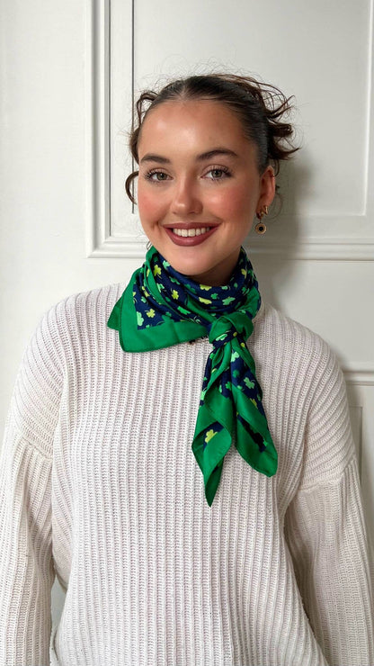 Celtic Ore Crafts - IRS-036D Polysilk Scarf Shamrock Green/Navy