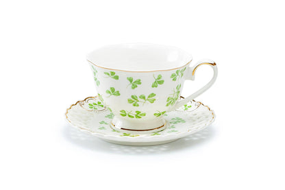 Grace Teaware - Shamrock Fine Porcelain 7oz Tea Cup and Pierced Saucer