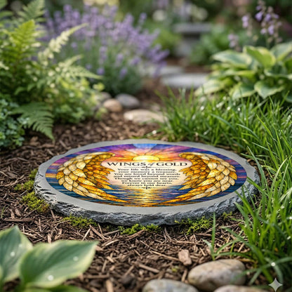 Cottage Garden - Stain Glass Artwork  WINGS OF GOLD STONE GRAY