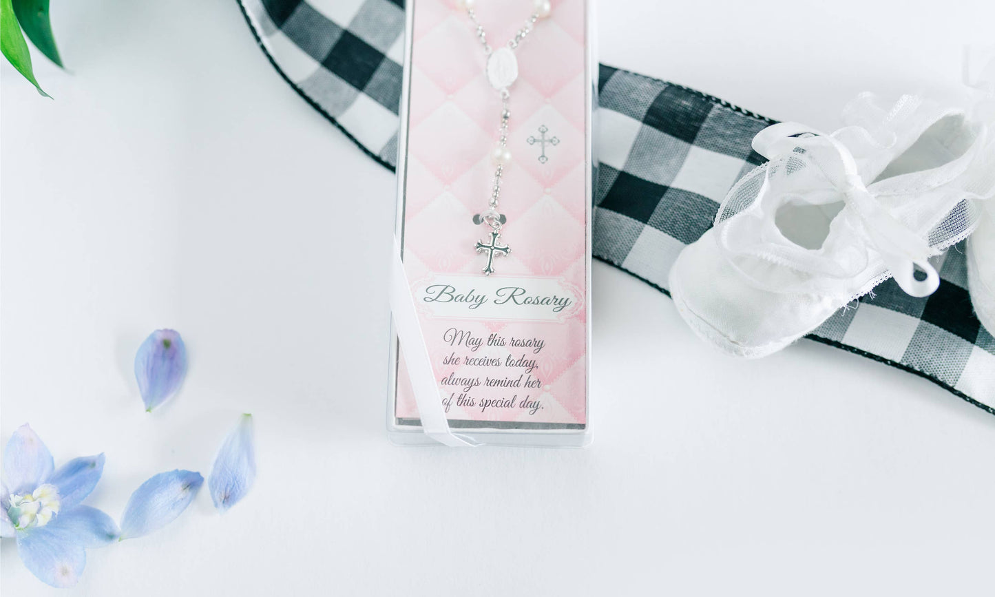 Cherished Moments - Sterling Silver White Baby Rosary Girl or Boy Baptism Gift