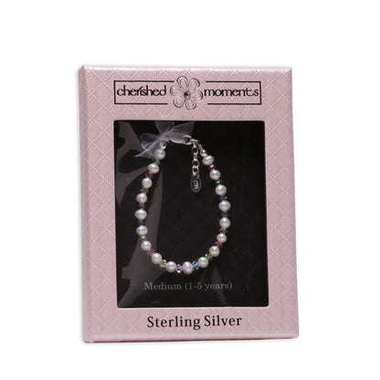 Cherished Moments - Girls Sterling Silver Multi-Color Pearl Baby & Kids Bracelet: Medium 1-5 Years