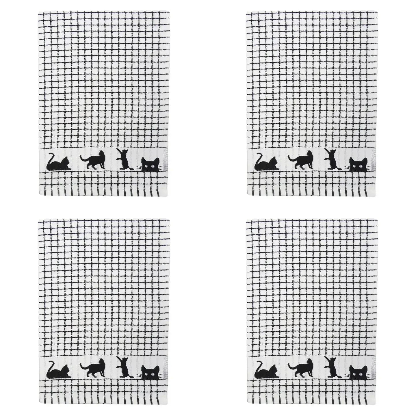Dublin Gift Company - Poli-Dri Jacquard Black Cat Tea Towel: Pack of 2