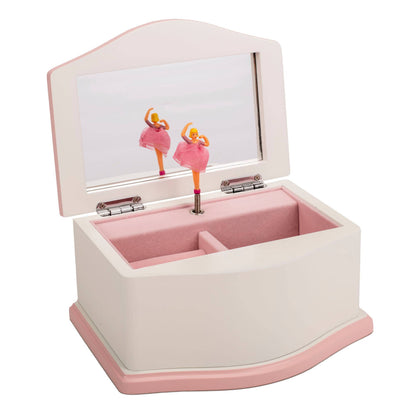 Cottage Garden - Ballerina White/Pink 7.5x5.4 MDF/Velvet Musical Jewelry Box